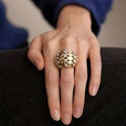 Bague Boule en or jaune, diamants