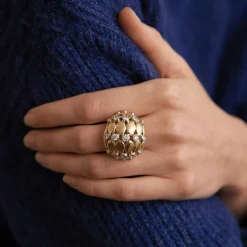 Bague Boule en or jaune, diamants