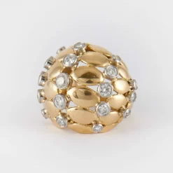Bague Boule en or jaune, diamants