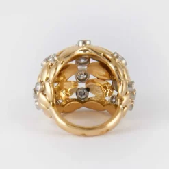 Bague Boule en or jaune, diamants