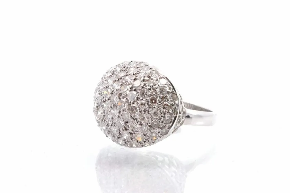 Bague boule Or blanc Diamants