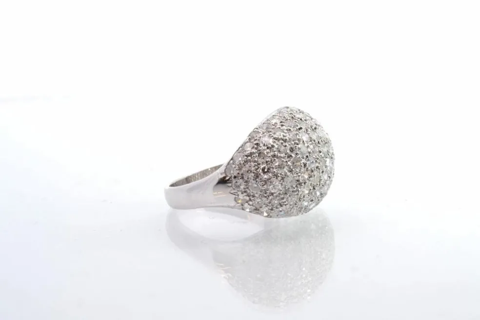 Bague boule Or blanc Diamants