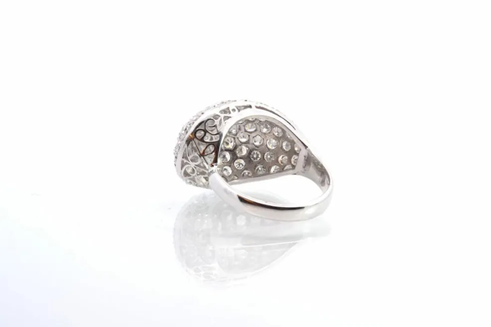 Bague boule Or blanc Diamants