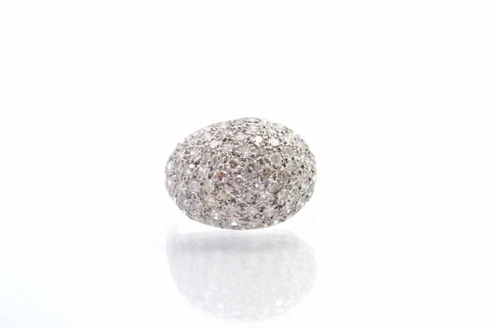 Bague boule Or blanc Diamants