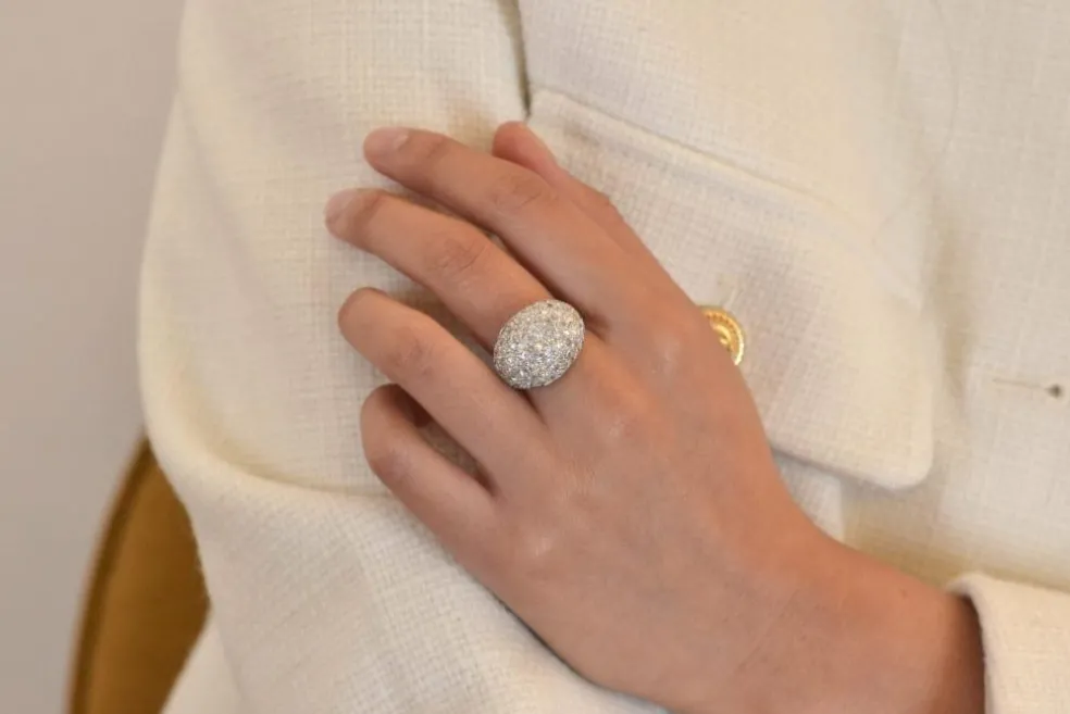 Bague boule Or blanc Diamants