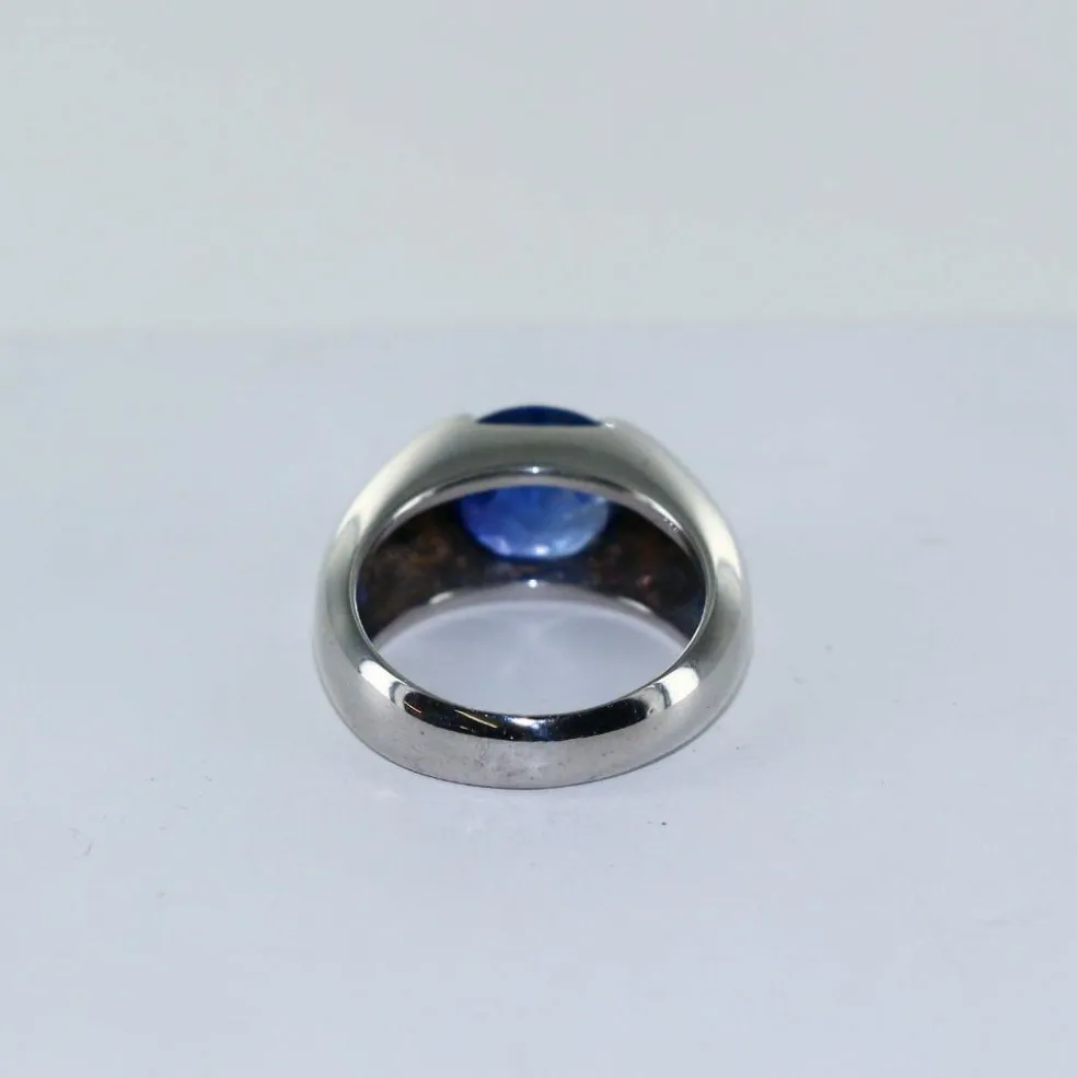 Bague "boule" Or blanc Saphir et Diamants