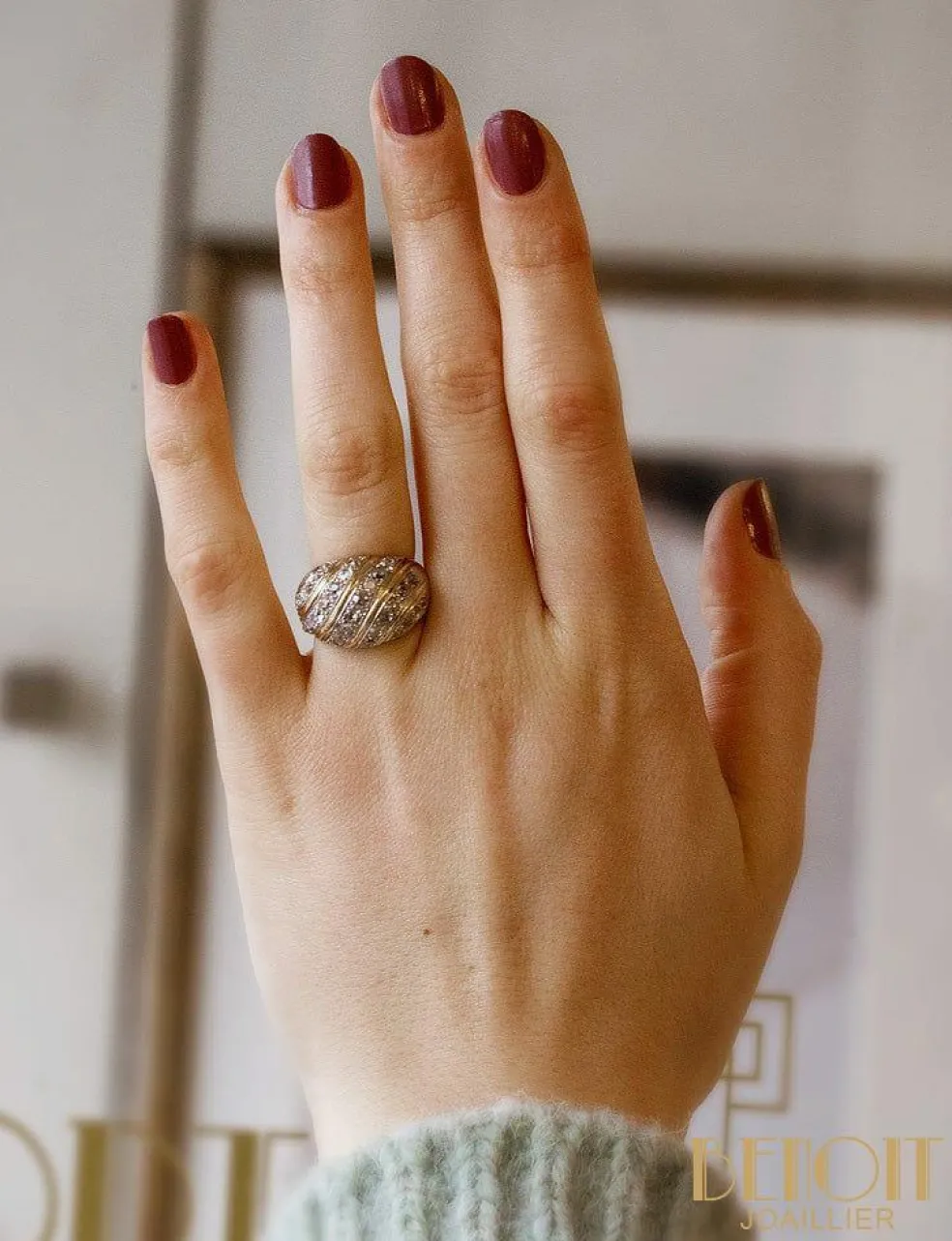 Bague Boule or jaune diamants