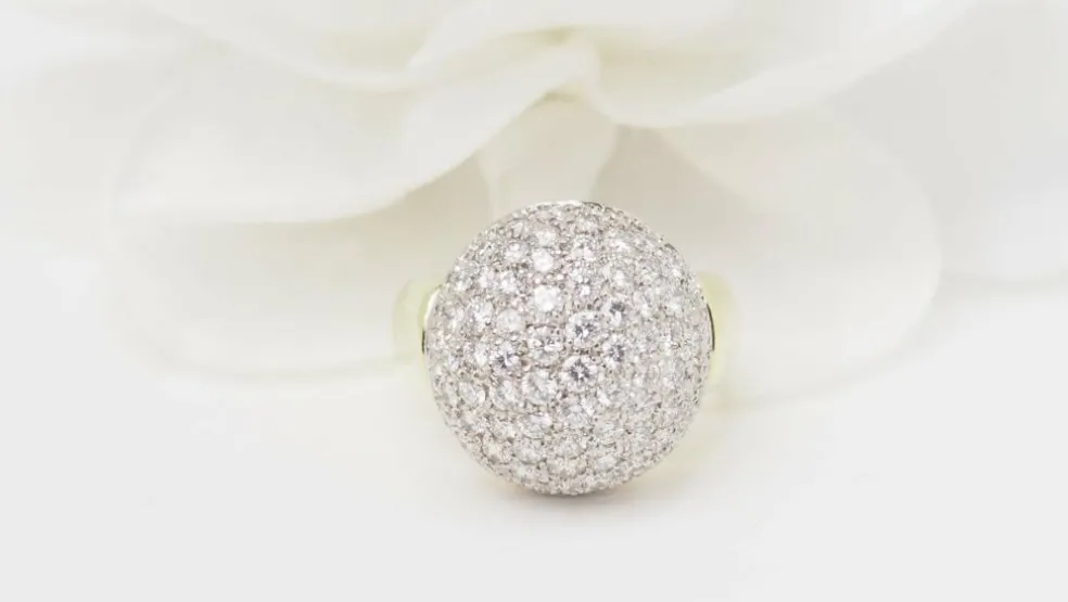 Bague boule Or jaune Diamants