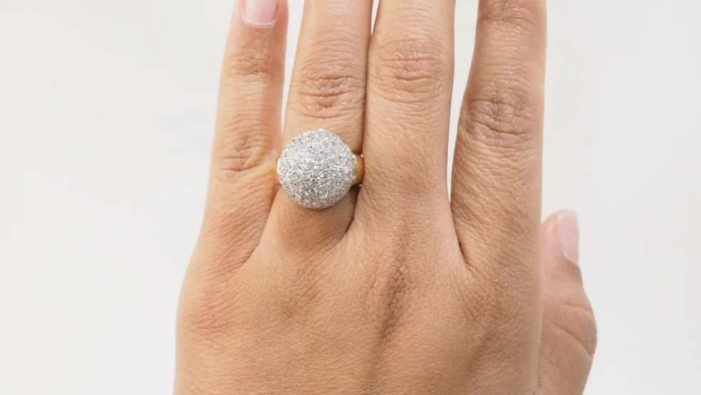 Bague boule Or jaune Diamants
