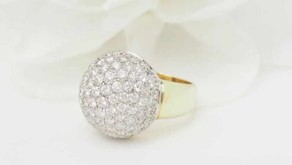 Bague boule Or jaune Diamants