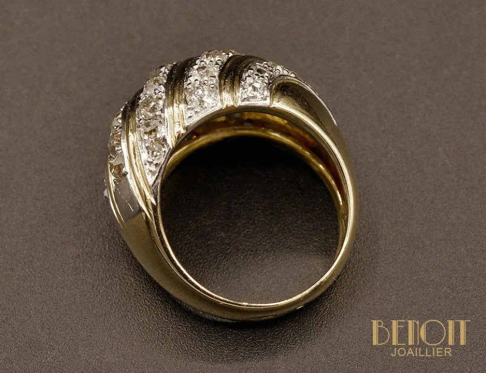 Bague Boule or jaune diamants