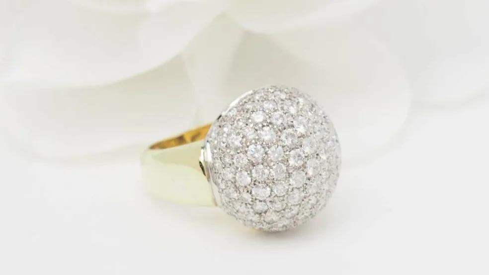 Bague boule Or jaune Diamants