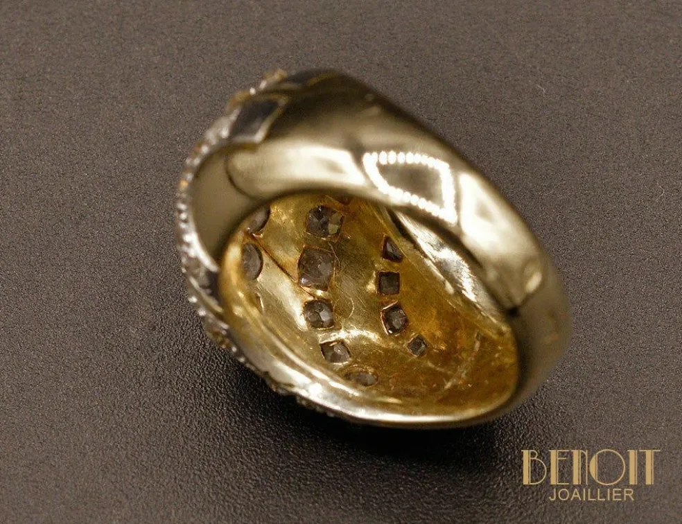 Bague Boule or jaune diamants