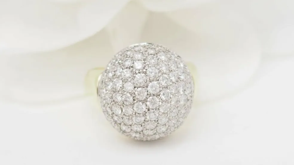 Bague boule Or jaune Diamants