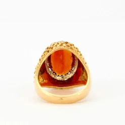 Bague Boule Or Jaune Torsadé Diamants Quartz