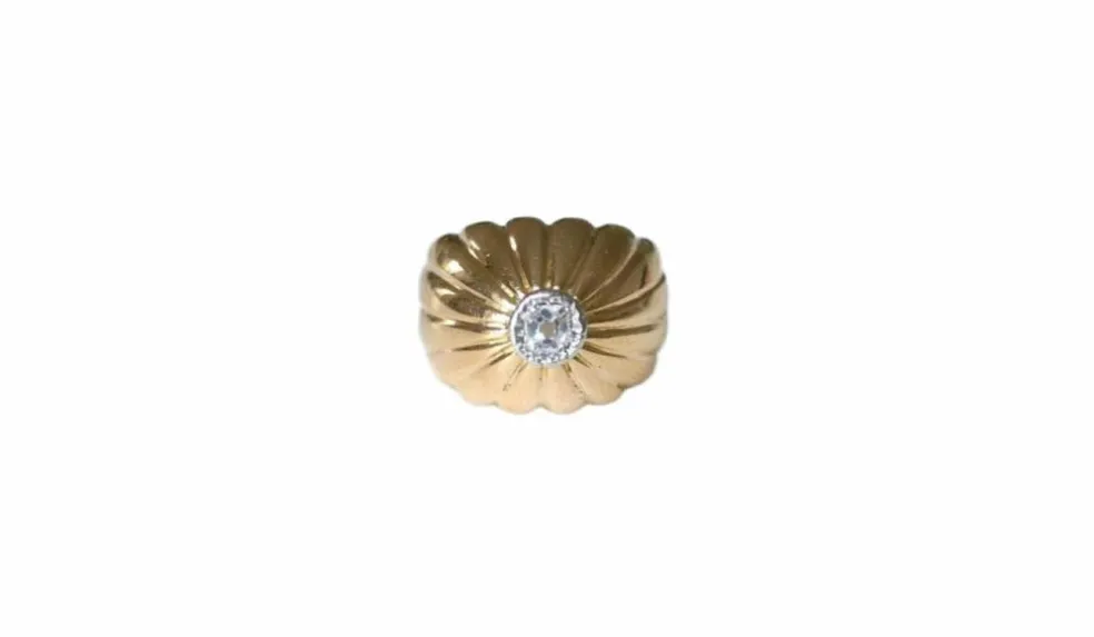 Bague Boule or rose, platine, diamants