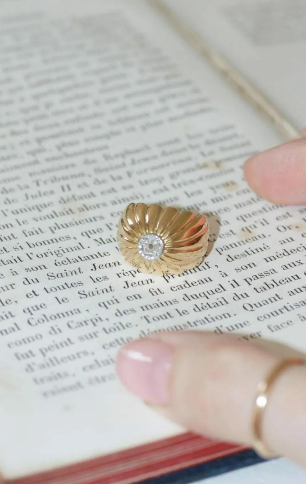 Bague Boule or rose, platine, diamants