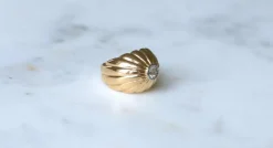 Bague Boule or rose, platine, diamants