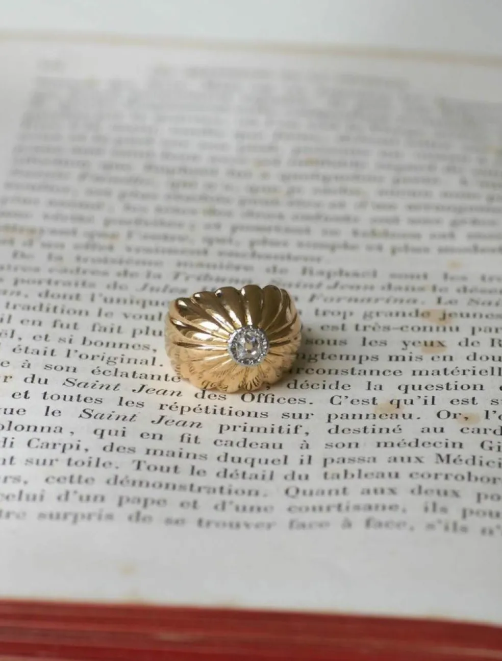 Bague Boule or rose, platine, diamants