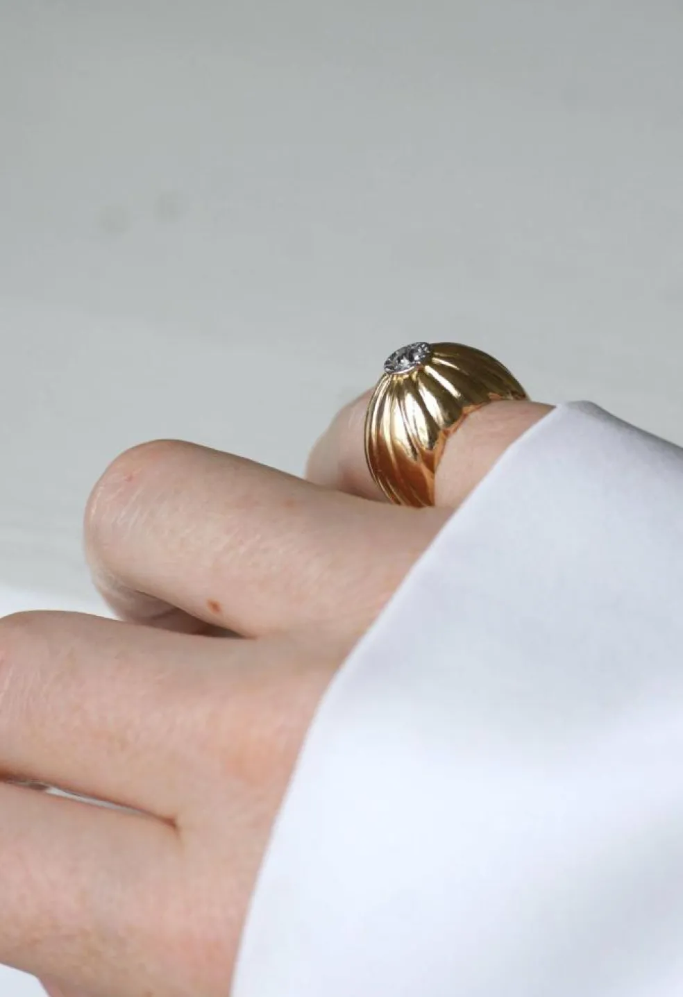 Bague Boule or rose, platine, diamants