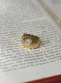 Bague Boule or rose, platine, diamants