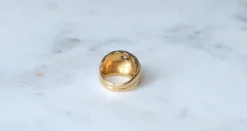 Bague Boule or rose, platine, diamants