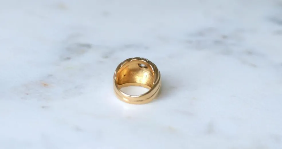 Bague Boule or rose, platine, diamants