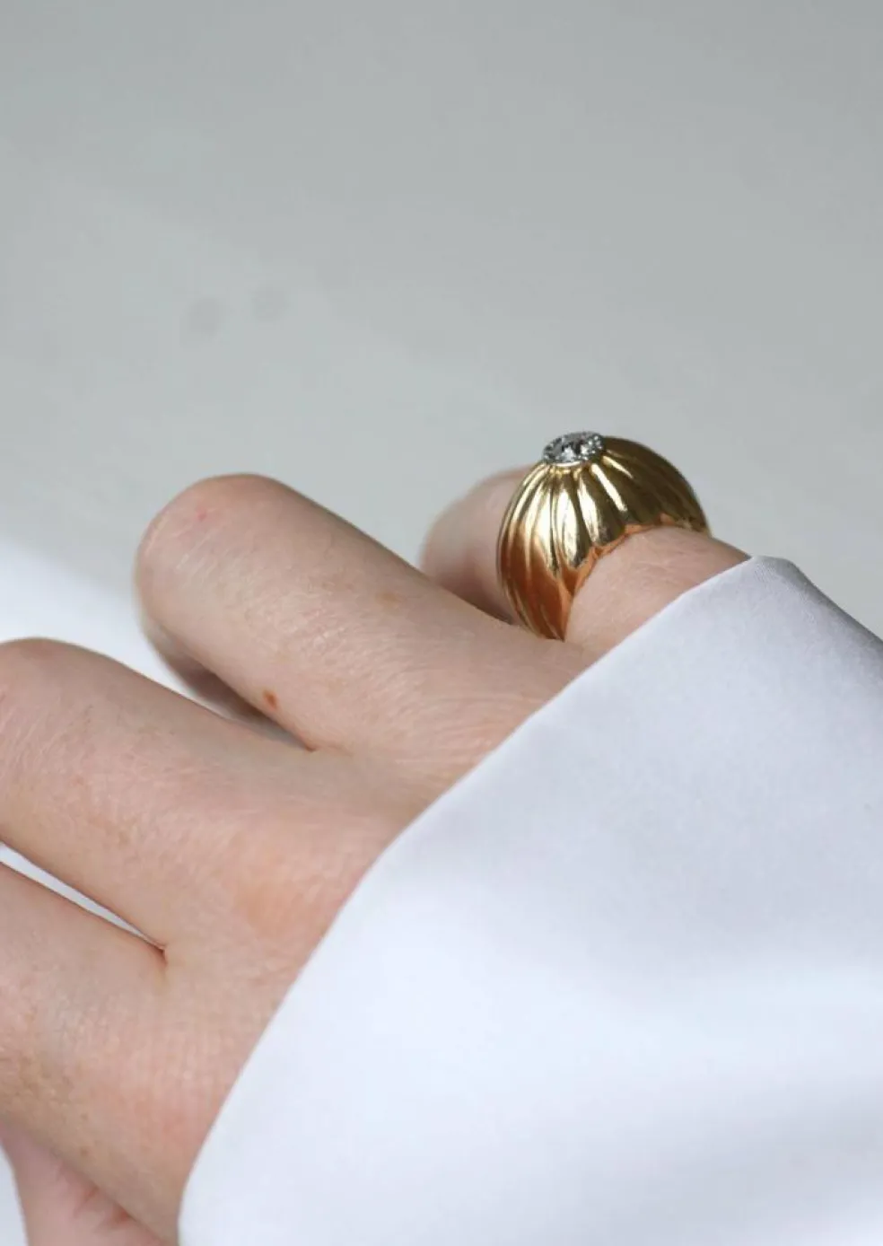 Bague Boule or rose, platine, diamants