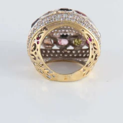 Bague Boule Pavage Diamants et pierres fines