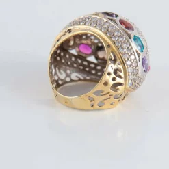 Bague Boule Pavage Diamants et pierres fines