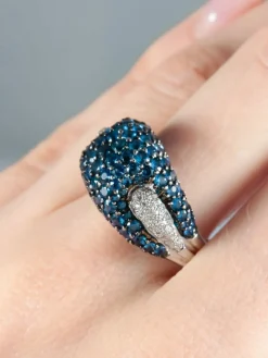 Bague Boule Pavage Saphirs