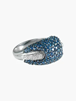 Bague Boule Pavage Saphirs