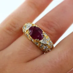 Bague boule rubis et diamants