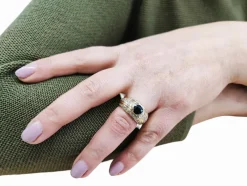 Bague boule saphir et diamants