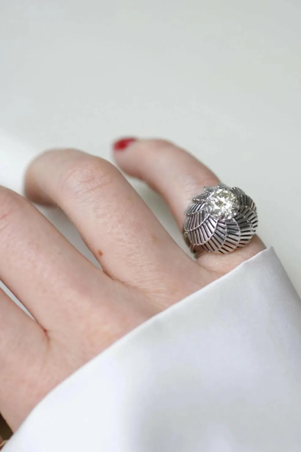 Bague Boule Spirale Diamant et Platine