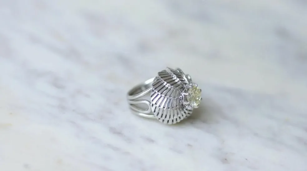 Bague Boule Spirale Diamant et Platine