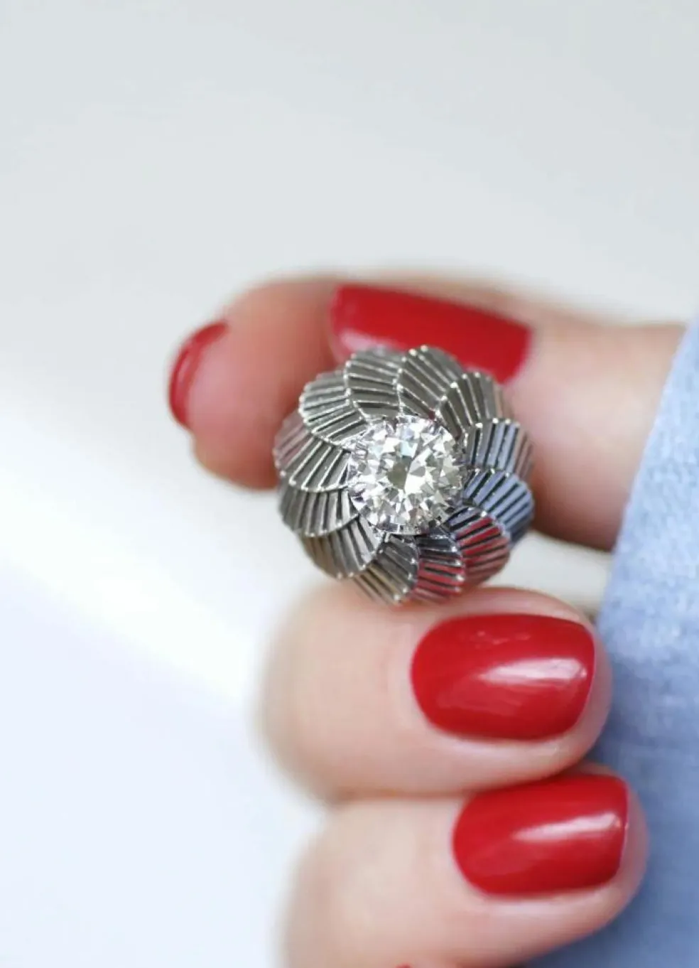 Bague Boule Spirale Diamant et Platine
