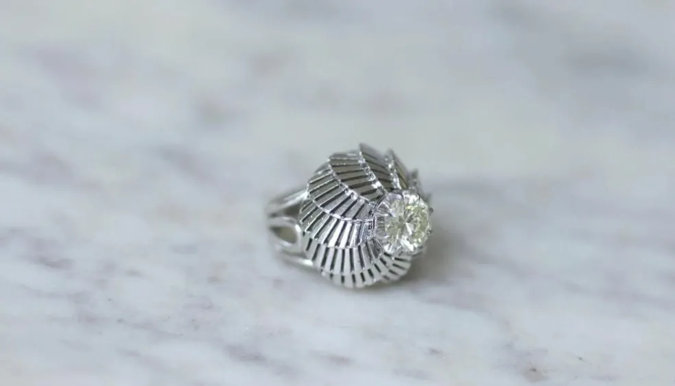 Bague Boule Spirale Diamant et Platine