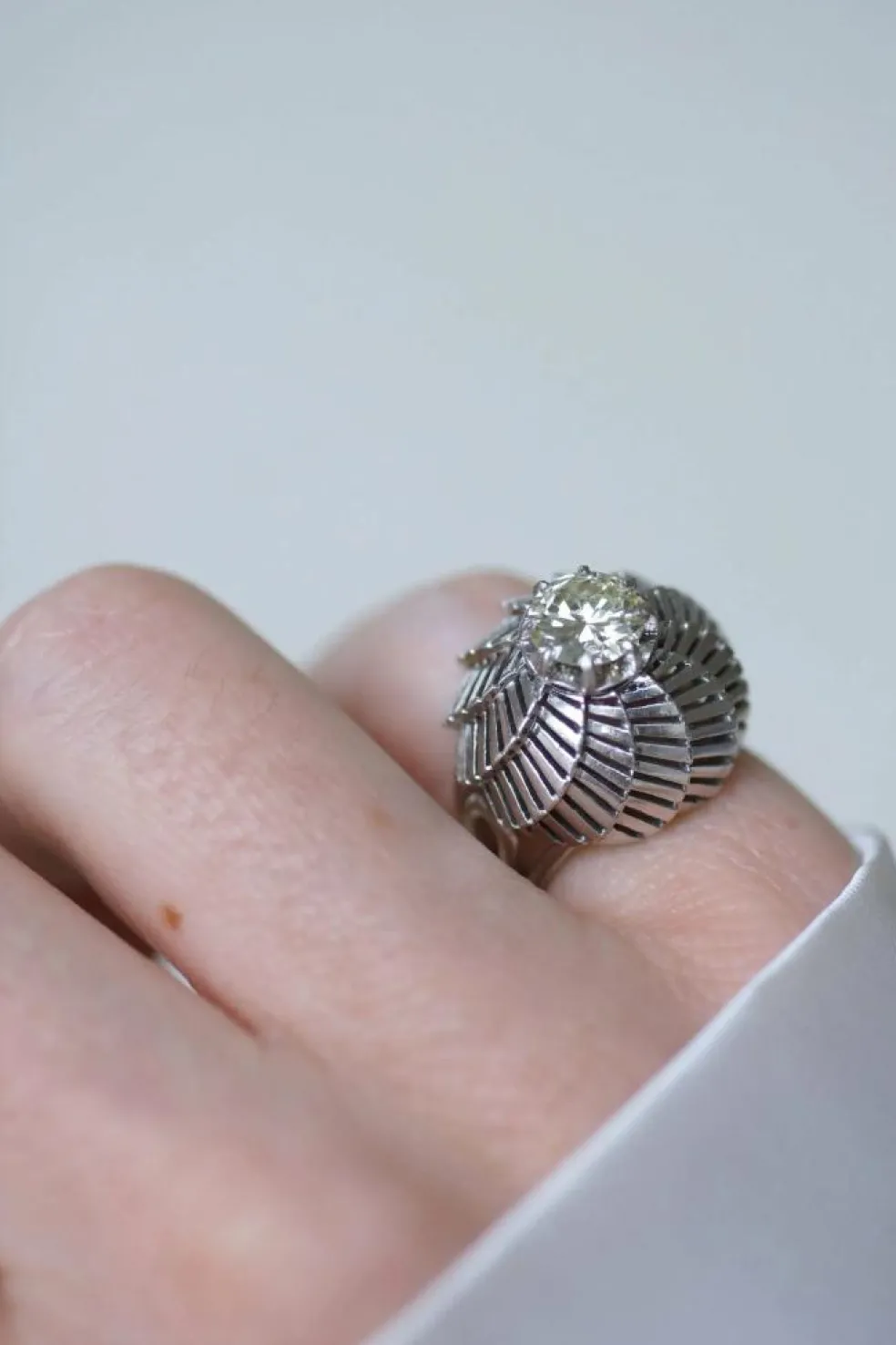 Bague Boule Spirale Diamant et Platine