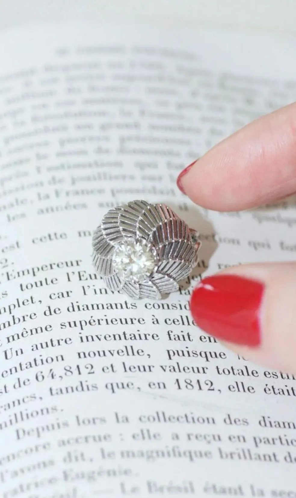Bague Boule Spirale Diamant et Platine
