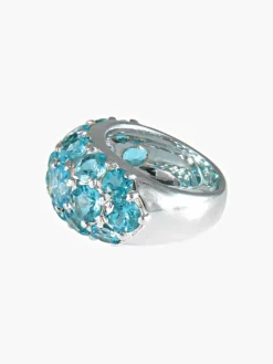 Bague Boule Topazes bleues