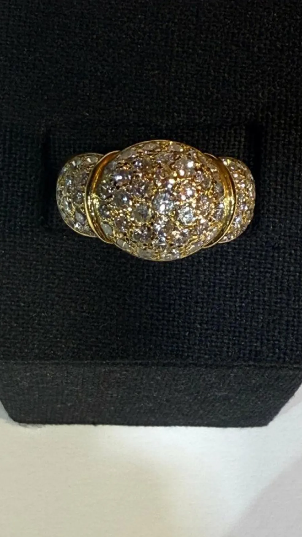 Bague boule vintage en or jaune 18 carats et diamants