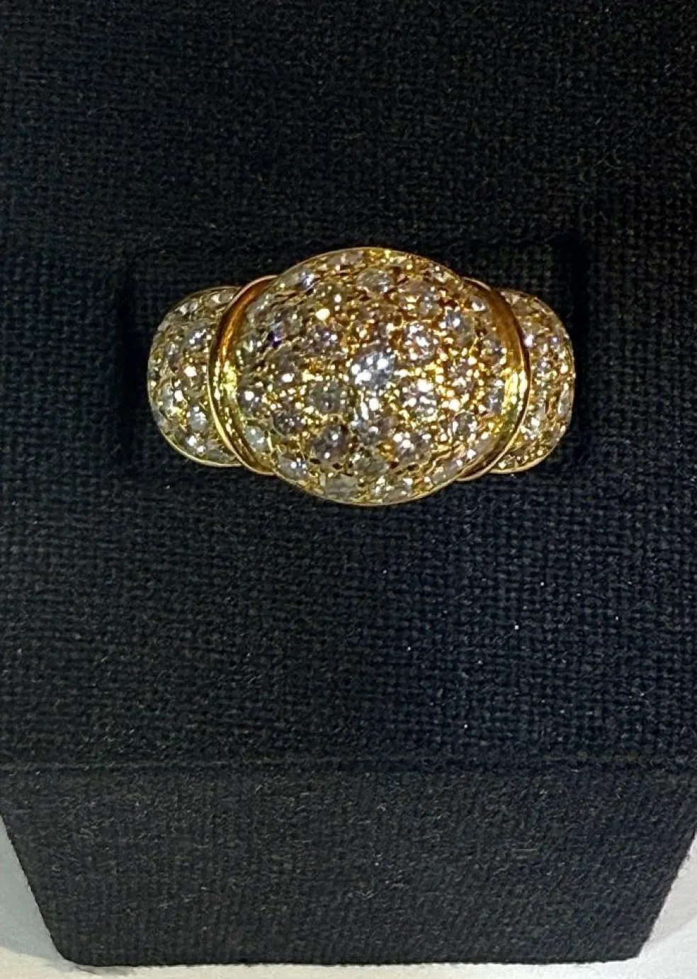 Bague boule vintage en or jaune 18 carats et diamants