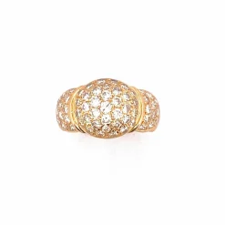 Bague boule vintage en or jaune 18 carats et diamants