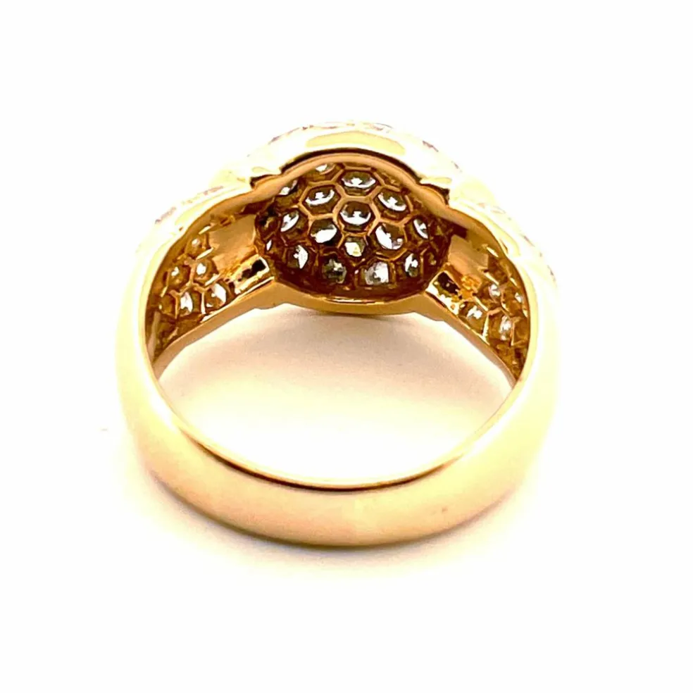 Bague boule vintage en or jaune 18 carats et diamants