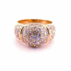 Bague boule vintage en or jaune 18 carats et diamants
