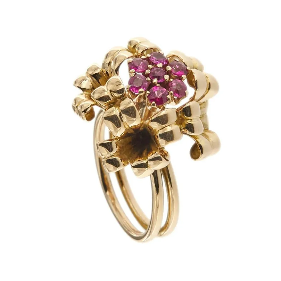 Bague bouquet avec rubis