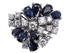 Bague Bouquet saphirs et diamants en or blanc