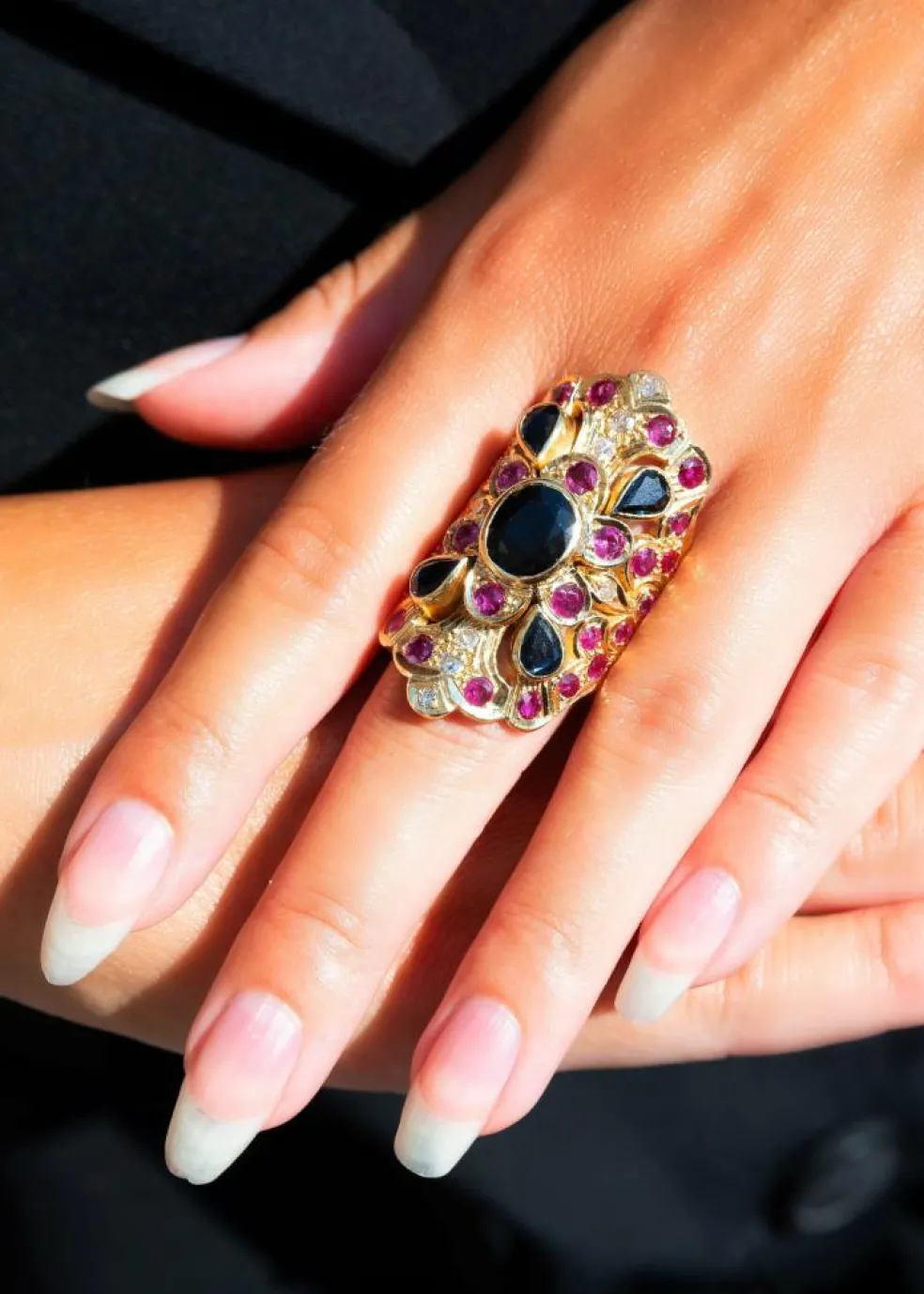 Bague Brillant Or Jaune, Saphir et Rubis