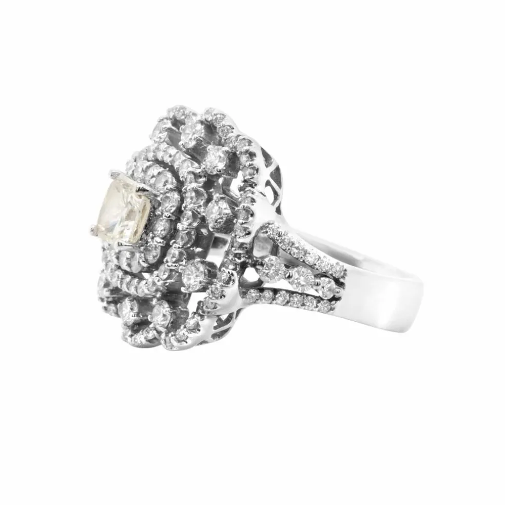Bague Brillant Princesse Or Blanc et Diamant